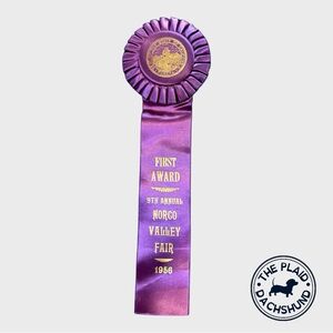 Vintage 1956 Purple First Award Ribbon